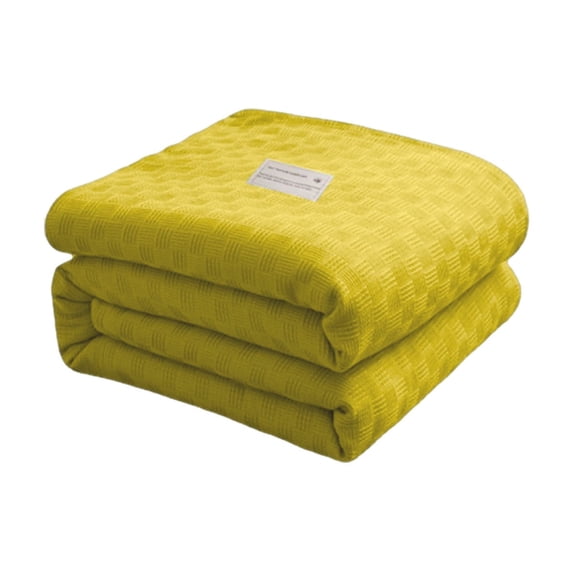 WeDecorBay Cotton Bed Blanket Twin Thermal Breathable Soft Comfortable for All Season Lightweight Washable Versatile Home & Garden Bedroom Living Room Cooling Blankets Yellow,Free Size