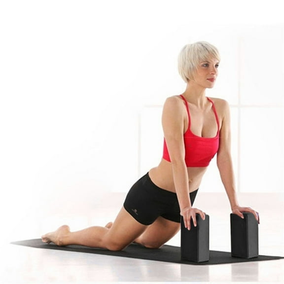 WeDecorBay EVA Foam Yoga Block, High Density Stretch Resistant Fitness Brick with Rounded Edge, Support Cushion for Yoga Pilates Training Exercise, 9.06x5.91x3.15 Inch Black