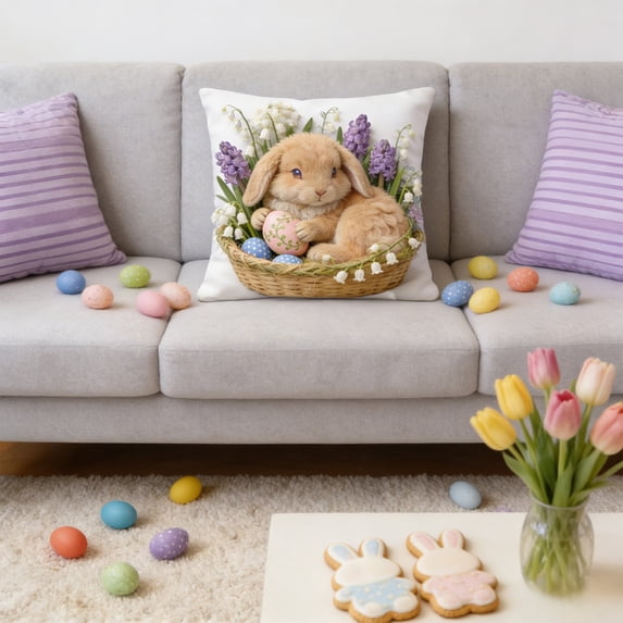 WeDecorBay Easter Good Vibes Throw Pillow Cover,Single Sided Printed Cushion Slipcover,Spring Holiday Decor Pillow Case,Short Lint Soft Fabric Farmhouse Seasonal Home Furnishing Slip 18x18 Inch