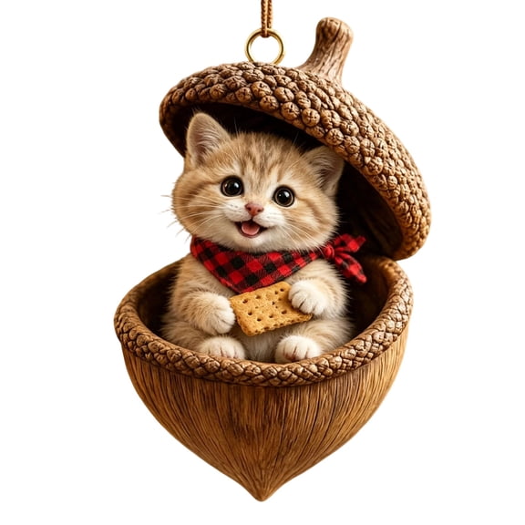 WeDecorBay Forest Christmas Ornaments 8cm Animal Acorn Decoration Whimsical Style Holiday Gift Versatile Decor Festive Touch Tree Decoration