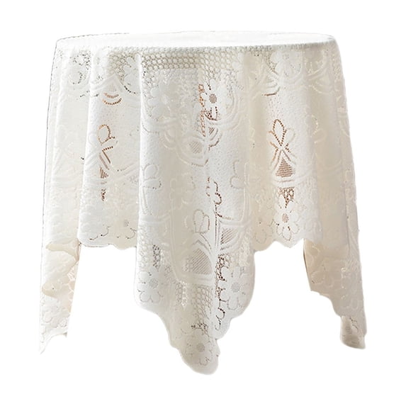 WeDecorBay Fringe Table Cover Decorative Table Cloth Washable Exquisite Workmanship Easy Care for Dining Room Outdoor Events Elegant Home Decoration Table Accessories White