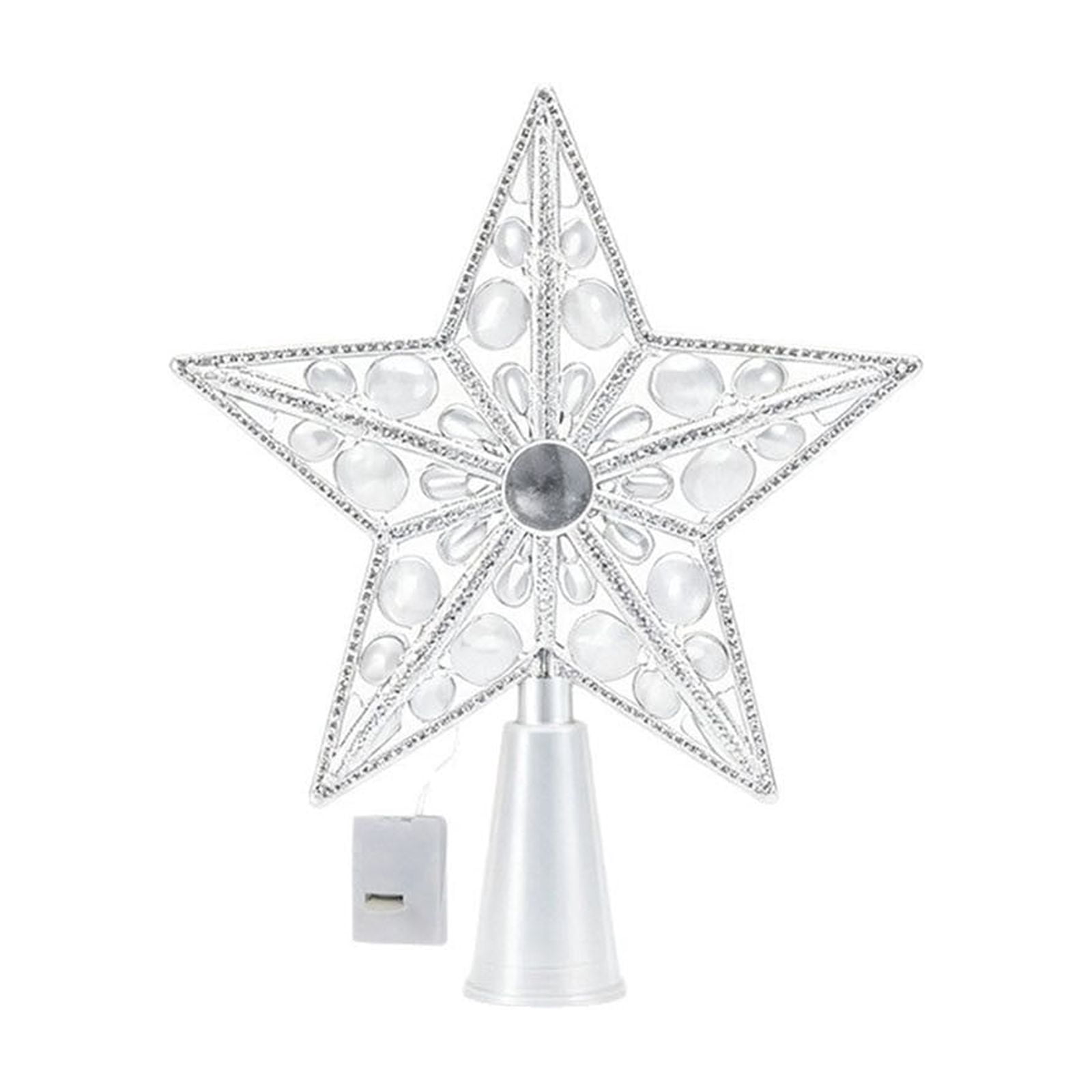 WeDecorBay LED Christmas Tree Top Star Transparent Luminous Five ...