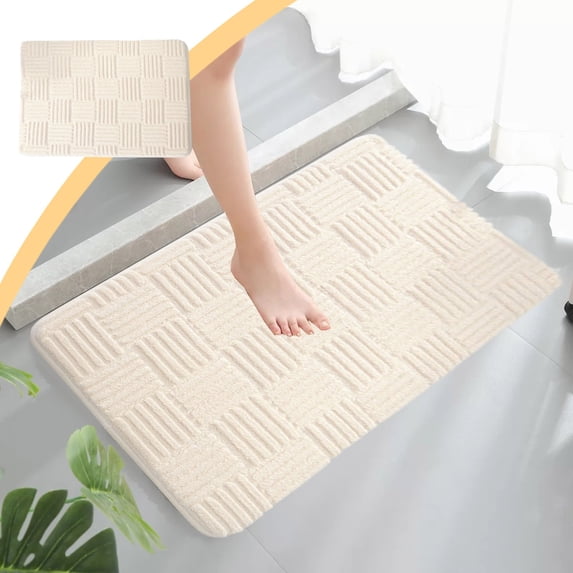 WeDecorBay Lightweight Fast Dry Bathroom Door Rug, SoftHigh Traction Washable Fabric Indoor Water Absorb Foot Carpet 15.7x23.6 In White