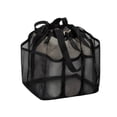 thumbnail image 1 of WeDecorBay Mesh Drawstring Toiletry Bag Portable Shower Caddy Reinforced Base 8 Side Pockets Quick Dry Easy Clean Multi-Purpose Storage Bag for Gym Beach Travel Black,Free Size, 1 of 6