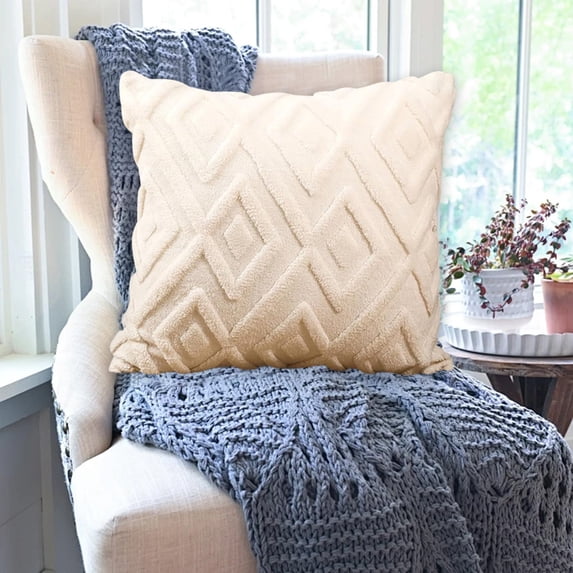 WeDecorBay One Sided Art Printed Throw Pillow Cover,Large Size Decorative Cushion Slipcover,Polyester Smooth Fabric Sofa Bedroom Holiday Home Decor Slip 19.69x19.69 Inch White,Free Size