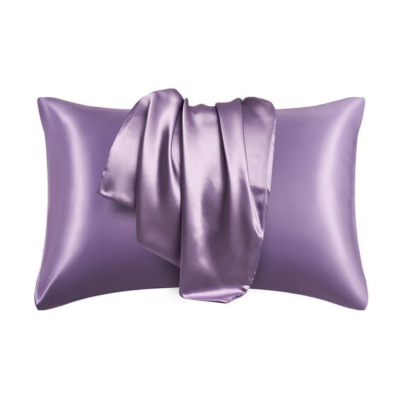 WeDecorBay Pillowcase Satin Smooth Standard Size 2 Pack Cool Touch Cover for Hair Skin Bedroom Rest 20×30 Inch Purple,51x76cm/ 20x30in