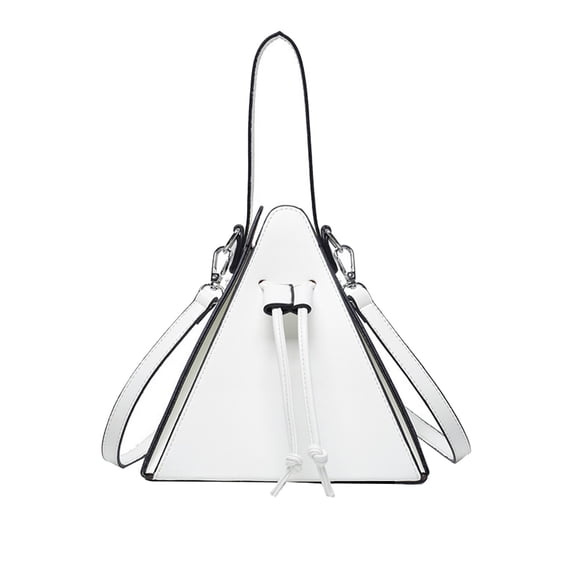 WeDecorBay Triangles Bag Crossbody Bag Personalized Handbag Lightweight Faux Leather Adjustable Strap Versatile Daily Commuting Shopping Dating Small Item Storage White,Free Size