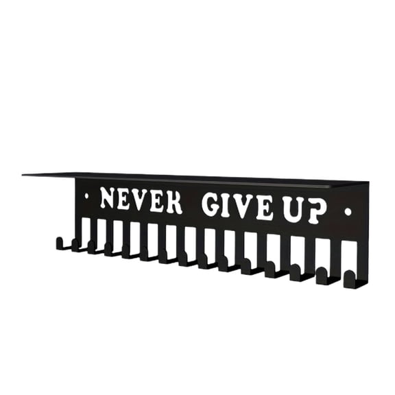 WeDecorBay Wall Mounted Medal Trophy Display Rack, Iron Medal Hanger Shelf, Wall Mounted Medal Trophy Display Rack for Sport Race Award Collection 15.7 x 4 x 2.7 inches Black