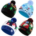 WeFlash 4 Pack LED Light up Christmas Beanie Hats Xmas Knitted Hat