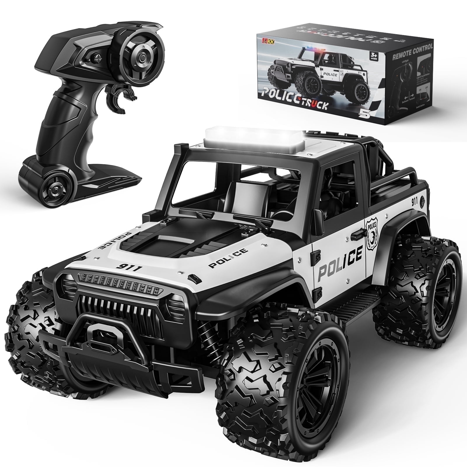 WeFone 1:16 Remote Control Car, 2.4GHz 20KM/H Speed RC Truck with LED Headlight, Off-Road RC Truck, 2 Batteries, Outdoor Play, Best Gift for Kids