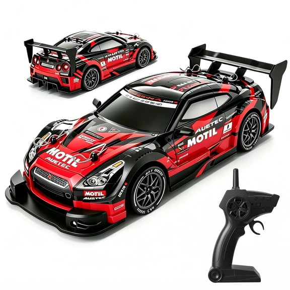 Wefone 1:24 RC Drift Car for Kids & Adults, 2.4GHz 4WD Remote Control Racing Car, 20KM/H High Speed, LED Lights, 2 Sets of Tires, Rechargeable Drift Car with Cones, Gift for Boys Girls Ages 14+