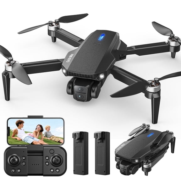Wefone F88 Drone with Camera for Kids and Adults, Brushless Motor, Gesture Control, Optical Flow Positioning, Foldable Design, 2 Batteries, Black
