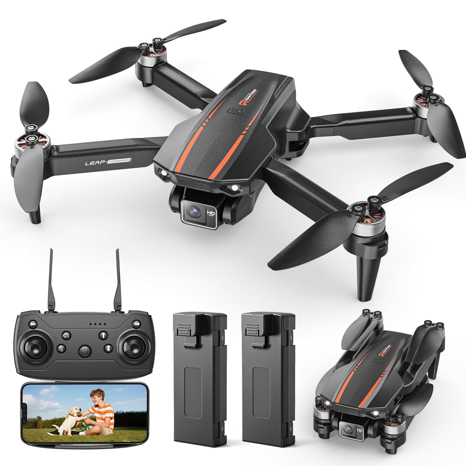 Wefone H31 Drone with Camera for Kids and Adults, 3 Speed Adjustment, Optical Flow Positioning, 2 Batteries, Black