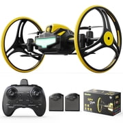 Wefone H4831 Rolling Drone Bouncing Wall-Climbing Flying Vehicle Function, 360&deg;Flip, Air Hop, Circle Fly, 2 Batteries, Yellow