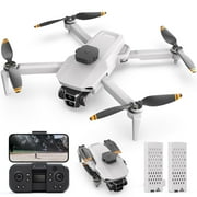 Wefone L106 GPS Foldable Drone with 4K UHD Camera for Adults Beginners, Brushless Motor, 2 Batteries, White