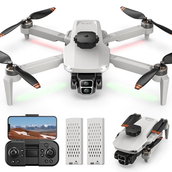 Wefone L106 GPS Foldable Drone with 4K UHD Camera for Adults Beginners, Brushless Motor, Outdoor Fun, 2 Batteries, White