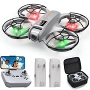 Wefone M2 Drones with Camera for Kids, One-Key Takeoff and Landing, 360  Flip, Headless Mode, Optical Flow Hover, Brushless Motor, 2 Batteries, Gray
