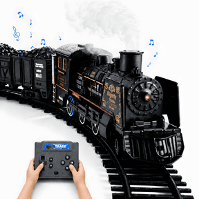 WeFone RC Electric Train Set for Kids , Steam Locomotive with Lights, 6.5M Track, Rechargeable Battery, Cargo Cars, Railway Signs & Traffic Lights, Gift for Boys and Girls