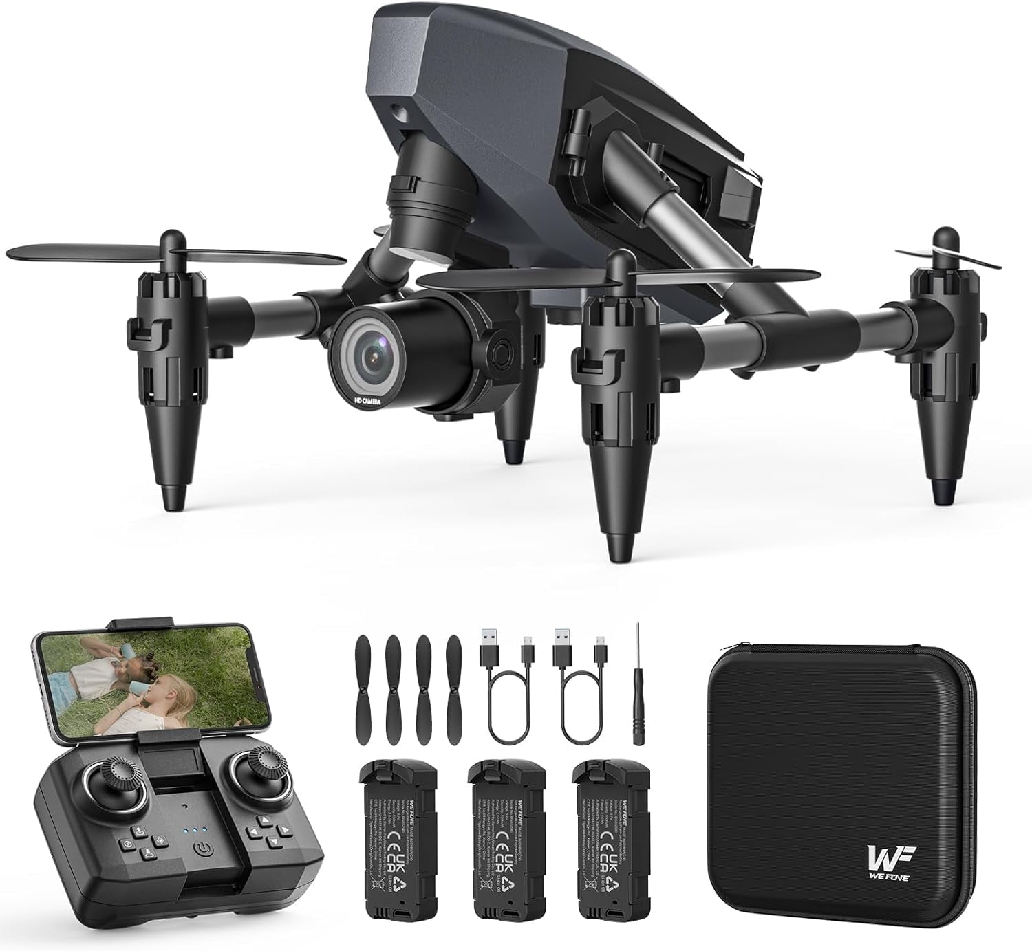 WeFone WF10 Mini Drone with Camera for Kids 1080P Remote Control Quadcopter with 3 Batteries Black Walmart