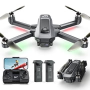 Wefone WF20 Drone with 1080P FPV Camera for Beginners, Foldable RC Quadcopter with Brushless Motor, Adjustable Speed, 2 Batteries, Black
