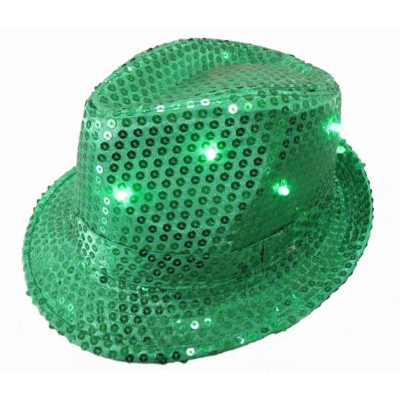 WeGlow International 20FDHAG Light Up Fedora Hat Green