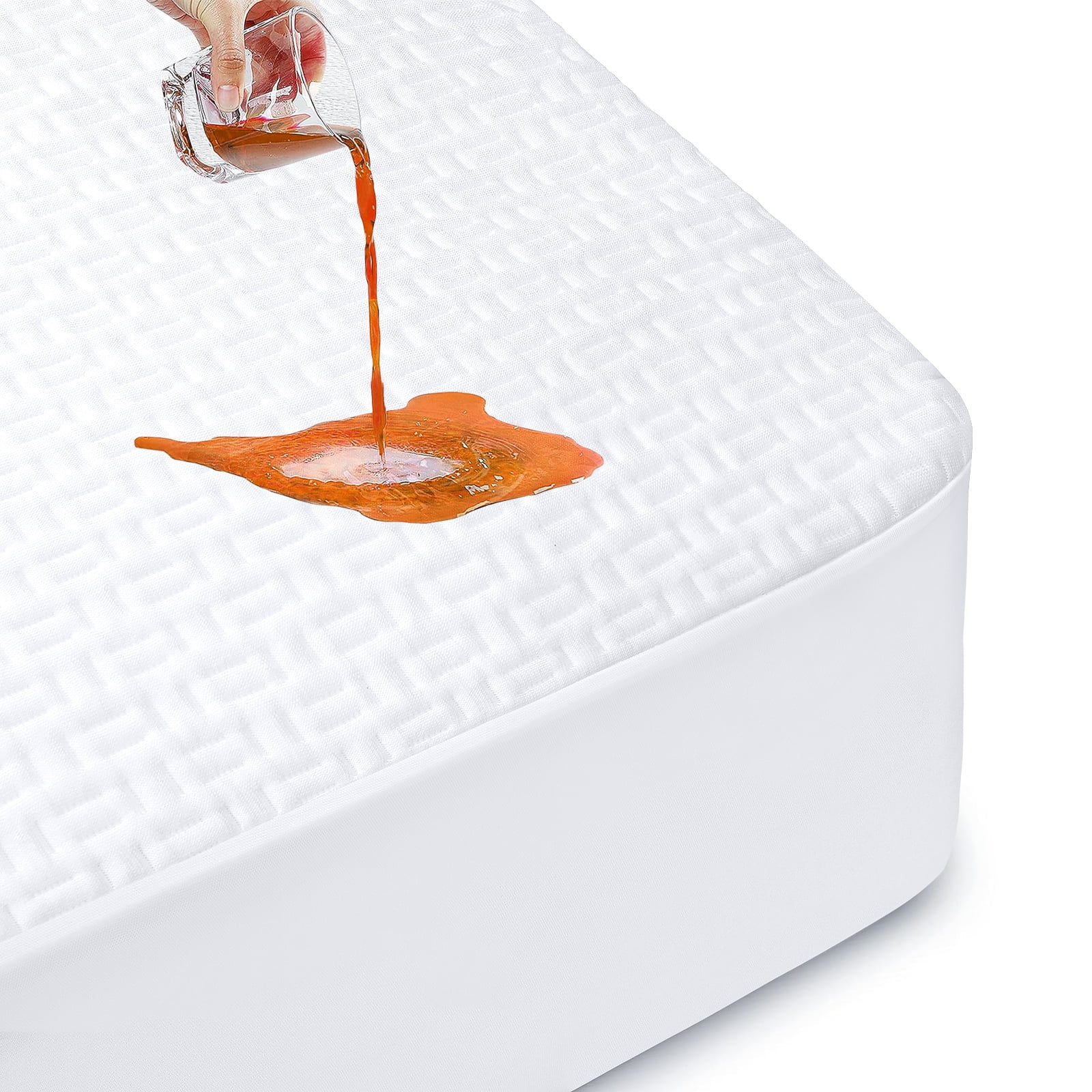 WeGuard 100% Waterproof King Mattress Protector, Breathable Cooling Bamboo 3D Air Fabric Mattress Cover, Soft Noiseless Bed Cover, Machine Washable, 8-21'' Deep Pocket