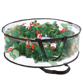 WeGuard Christmas Wreath Storage Bag 30" Holds Multi Wreaths and Decor, Water Resistant Holder with Clear Plastic Front Dual Zippered & Reinforced Handle, Transparent Moving Totes, Storage Organizer