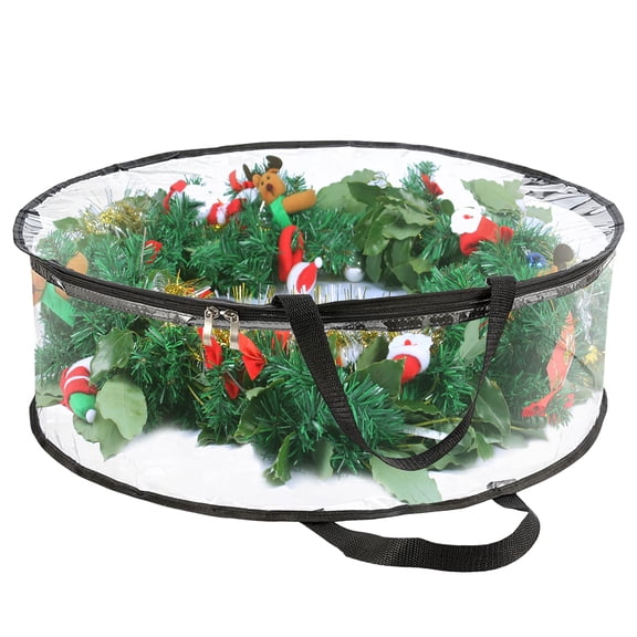 WeGuard Christmas Wreath Storage Bag 30" Holds Multi Wreaths and Decor, Water Resistant Holder with Clear Plastic Front Dual Zippered & Reinforced Handle, Transparent Moving Totes, Storage Organizer