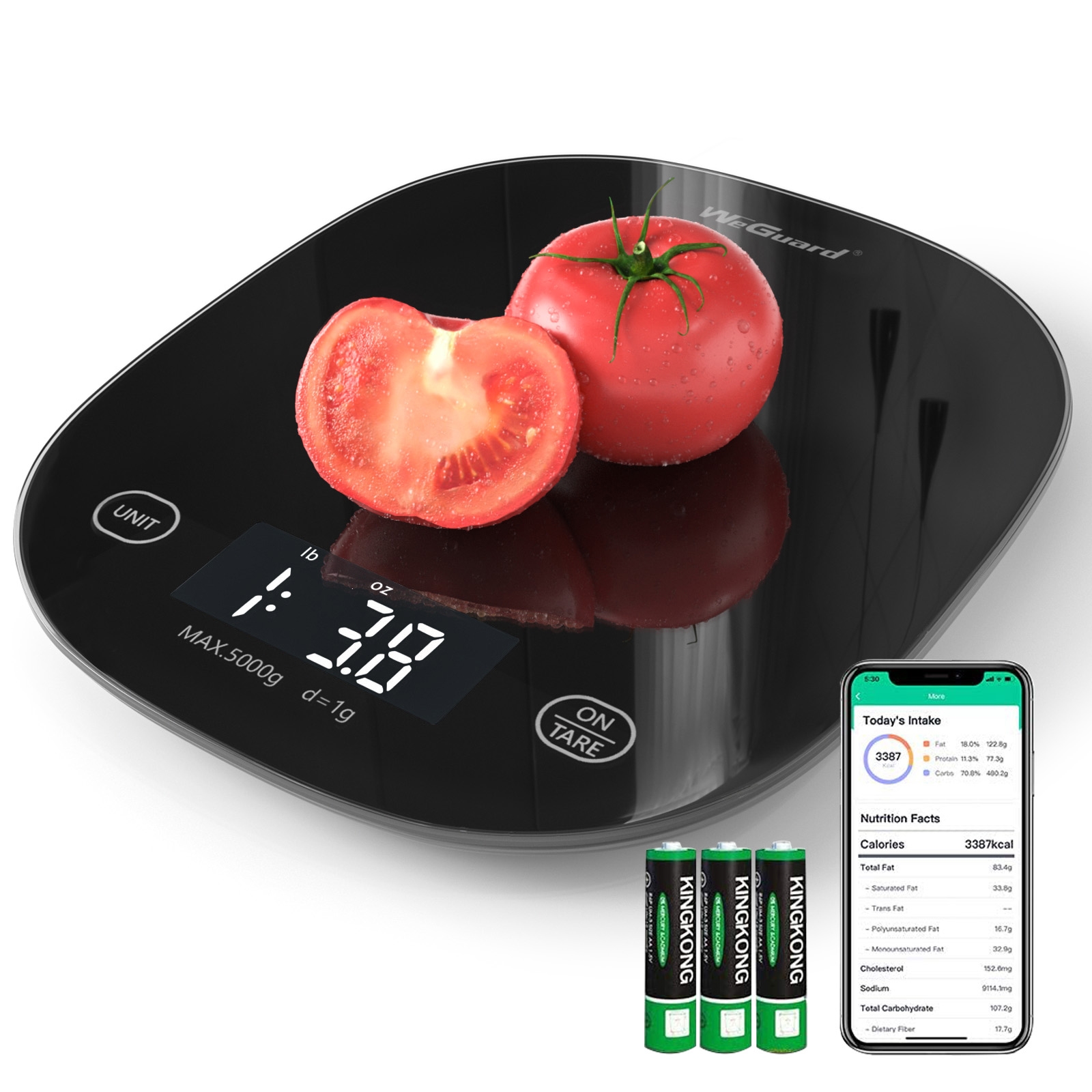 WeGuard Digital Food Kitchen Scale, Perfect for Cooking, Baking, Meal Planning, Multifunction Scale Measures in Grams and Ounces - image 1 of 6