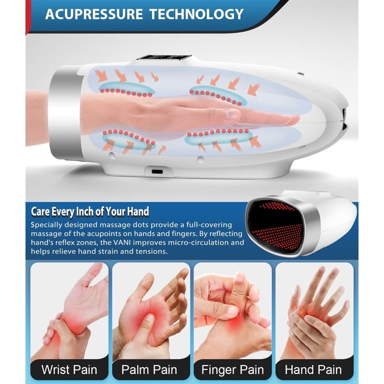 WeGuard Hand Massager Machine - Rechargeable Cordless Carpal Tunnel Massager  with 5 Automatic Massage Nodes - Compression therapy assists arthritis pain  relief - Walmart.com