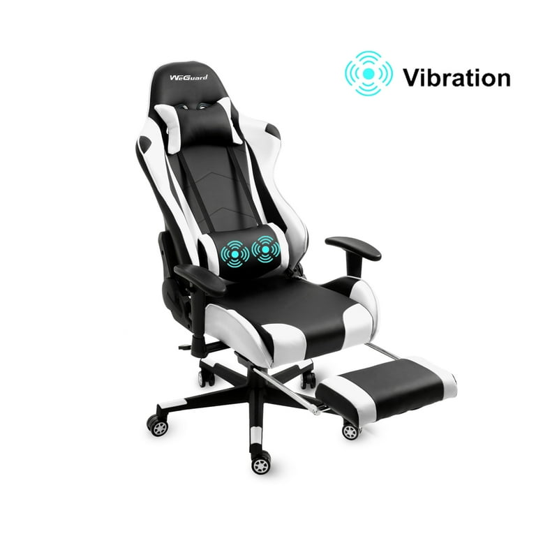 WeGuard Massage Gaming Chair Racing Office Computer Game Chair Swivel Ergonomic Executive PU Leather Chair with Adjustable Headrest and Lumbar and