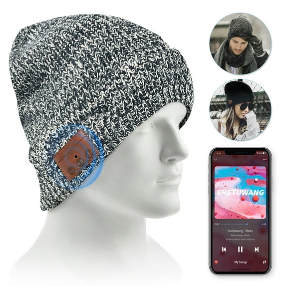WeGuard Men Women Bluetooth Beanie , Wireless Beanie Hat , with Headphone Winter Knit Cap Headset with Built-in Mic Washable , Unisex Christmas Gift