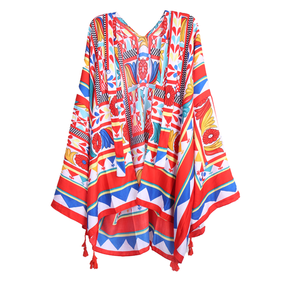 Twill style Women Print Kimono One Size Clothes Summer Casual Swimsuits Coverup Tops