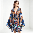 thumbnail image 1 of WeHello Women’s Twill Print Open Front Kimono Cardigan, One Size Loose Fit Summer Swimsuit Cover Up Lightweight Beach Casual Top, 1 of 13
