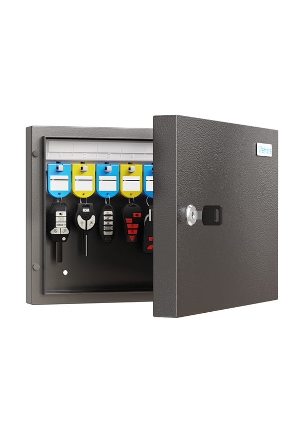 16 Key Lock Box, Large Key Cabinet Security Storage Lockbox for School, Valets, Hotels, Home