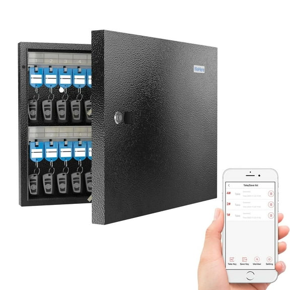 WeHere 48 Key Lock Box, Combination Key Cabinet Security Storage Lockbox for School, Valets, Hotels