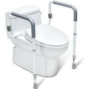 WeHwupe Toilet Safety Rails for Elderly Adults - Adjustable Bathroom Toilet Safety Frame with Handles - Stand Alone Toilet Grab Bar for Senior, Handicap & Disabled ,Fits Most Toilets