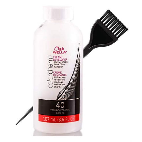 WeIla Color Charm CREAM DEVELOPER (w/Sleek Brush) Creme Hydrogen Peroxide for Permanent Haircolor Dye, Lighteners, Hair Color (40 VOLUME / 12% - 3.6 oz size)
