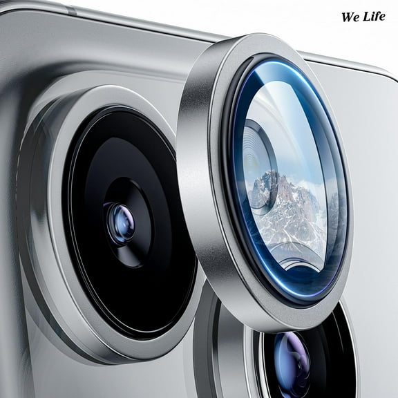 WeLife Compatible with iPhone 16 Pro Max / iPhone 16 Pro Camera Lens Protector, Individual Anti Scratch Metal Ring Tempered Glass Camera Screen Protector (White)