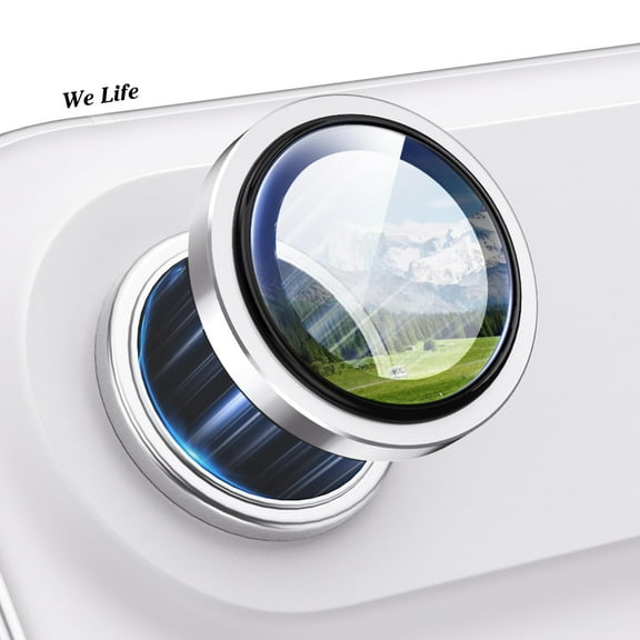 WeLife Compatible with iPhone 17 Air Camera Lens Protector, Individual Anti Scratch Metal Ring Tempered Glass Camera Screen Protector (White)