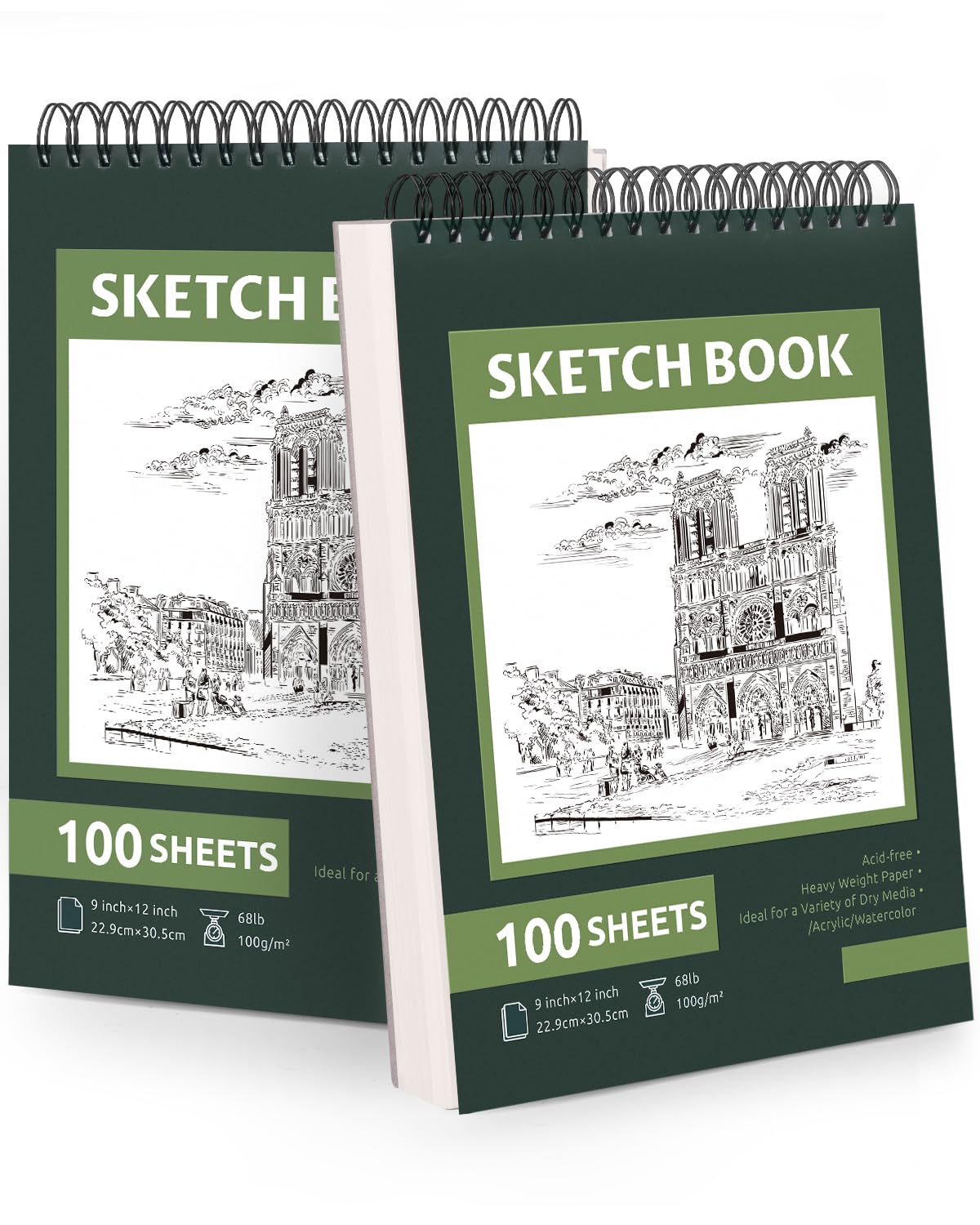 WeLiu Sketchbook 9x12 Inch, AIF4 2 Packs Sketch Pad Drawing Painting