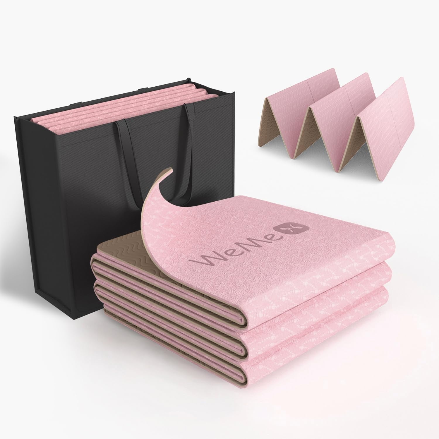 WeMe Foldable TPE Yoga Mat 6mm Thick Non Slip Exercise Mat Fitness Mat for Women Man Children 72 X24 with Storage Bag Walmart