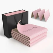 WeMe Foldable TPE Yoga Mat 6mm Thick, Non Slip Exercise Mat Fitness Mat for Women, Man & Children, 72"X24" with Storage Bag