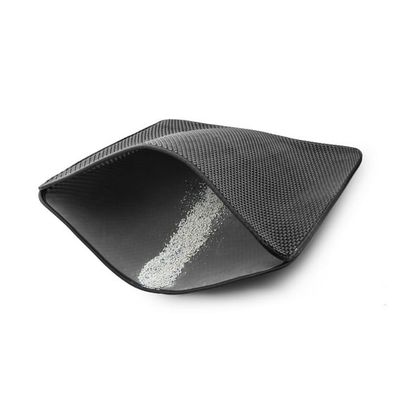 WePet Cat Litter Mat, Kitty Litter Trapping Mat - Medium Size, Honeycomb Double Layer Mats, No Phthalate, Urine Waterproof, Easy Clean, Scatter Control, Catcher Litter Box Rug Carpet 24x15 Inch Black