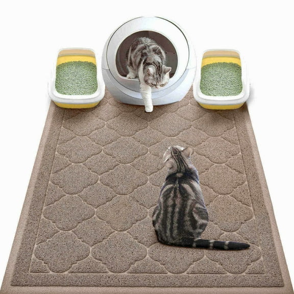WePet Jumbo Cat Litter Mat, Kitty Litter Trapping Mess Mat Soft PVC Rug, 47" x 36", Champagne