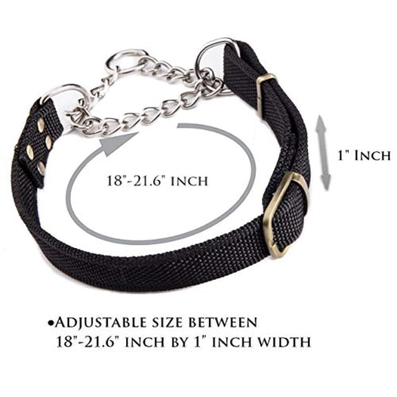 WePet Stainless Steel Nylon Chain Martingale Collar Comfort Heavy Duty Large Dog Collar Escape Perfect for Training Walking Running and High Activities 250lb Pull Proved (Large, Bl