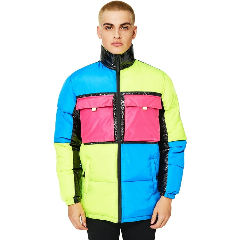 Colorblock puffer jacket shop