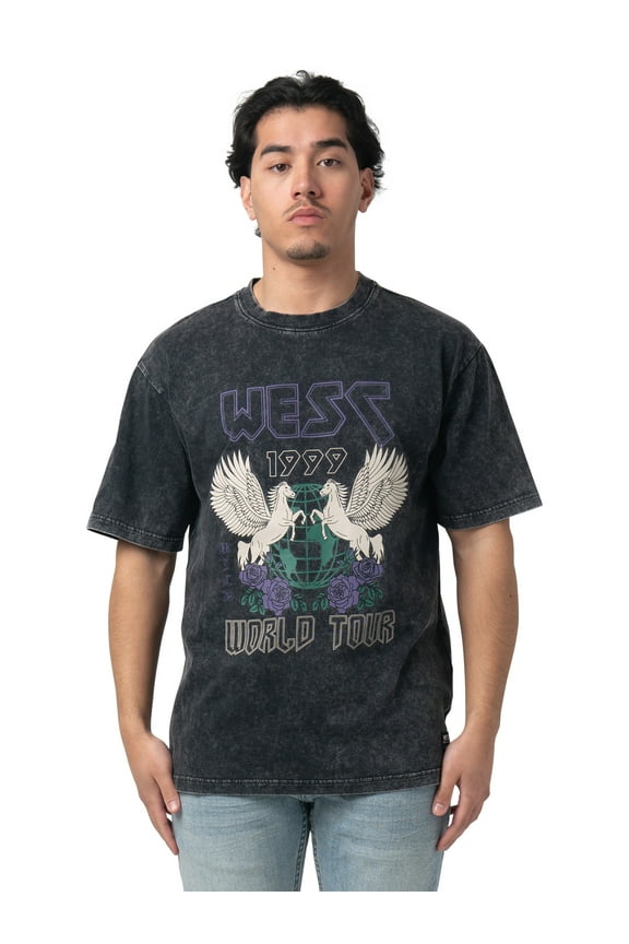 Men's Mason Short Sleeve Enzyme Washed Tee World Tour, Sizes S-2XL