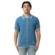 WeSC Men's Short Sleeve Contrast Collar Refined Sweater Polo Button Down Shirt, Sizes S-2XL