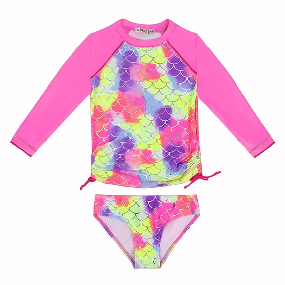 WeVSwe Toddler Girl's Swimwear 2-10T, UPF 50  Sun Protection, Mermaid Print, Zipper Closure, Quick-Dry